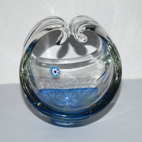 Glass Split Handle Basket W/Millefiori Beads - Picture 3 of 7